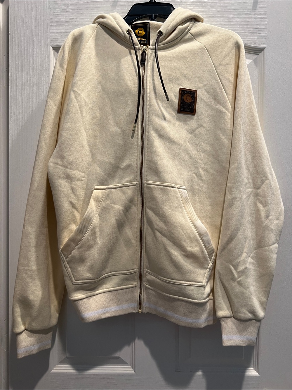 Cookies Men's Cream Full-Zip Hooded Sweatshirt